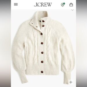J.Crew Balloon Sleeve Cable Knit Cardigan